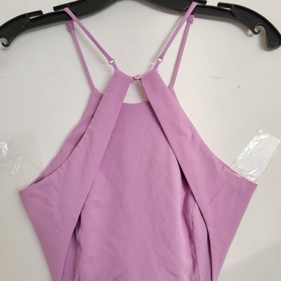 Halston Heritage Pink Halter Neck High Low Cut Out Back Midi Dress Size 2 - Picture 4 of 14